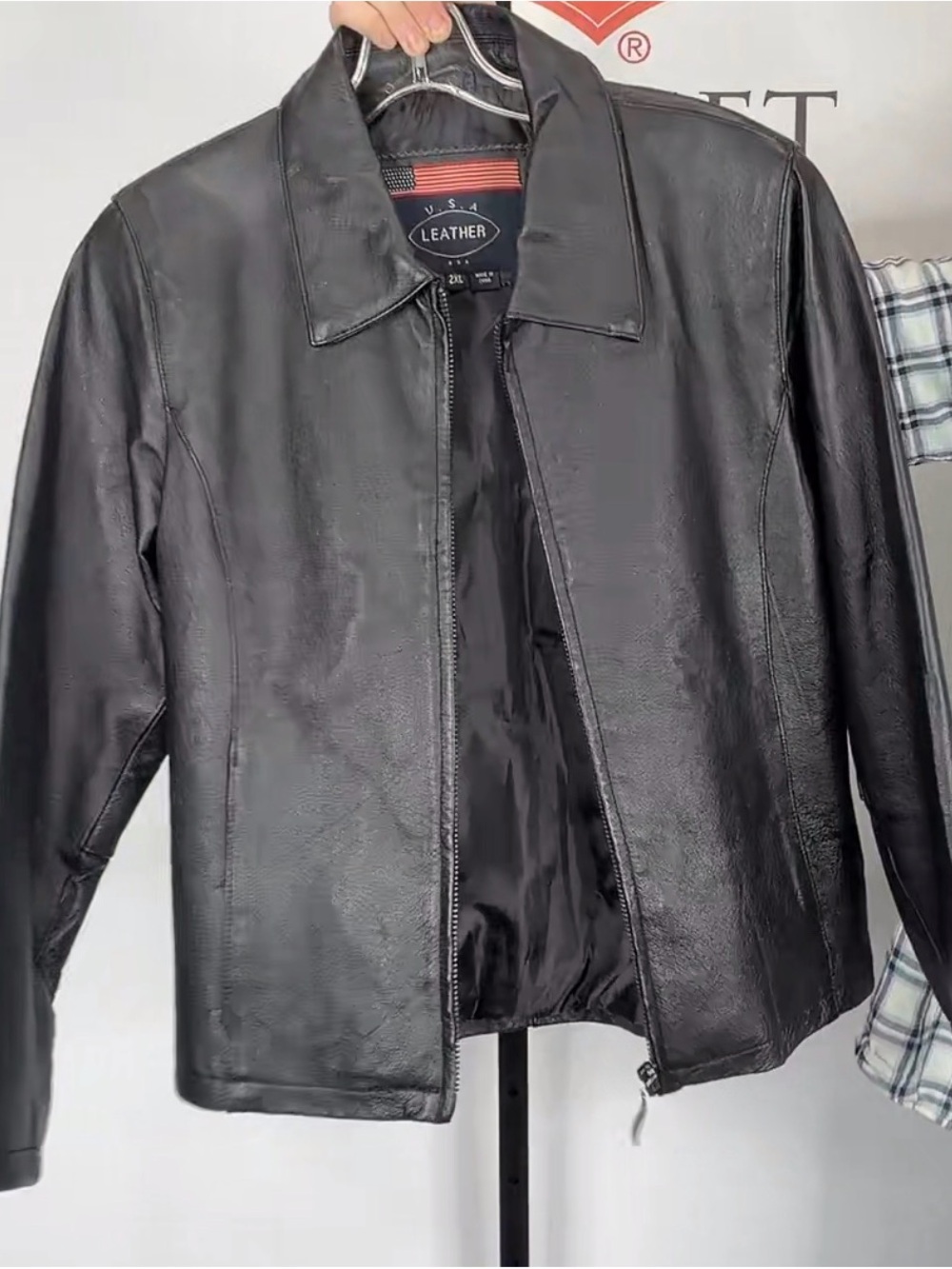 Vintage Y2K Black Leather Cropped Unisex Jacket – 2XL